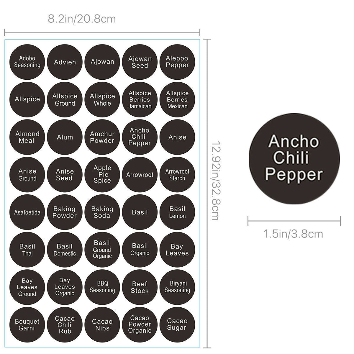400PCS Printed Spice Jar and Pantry Label Set Chalkboard Round Stickers Labels