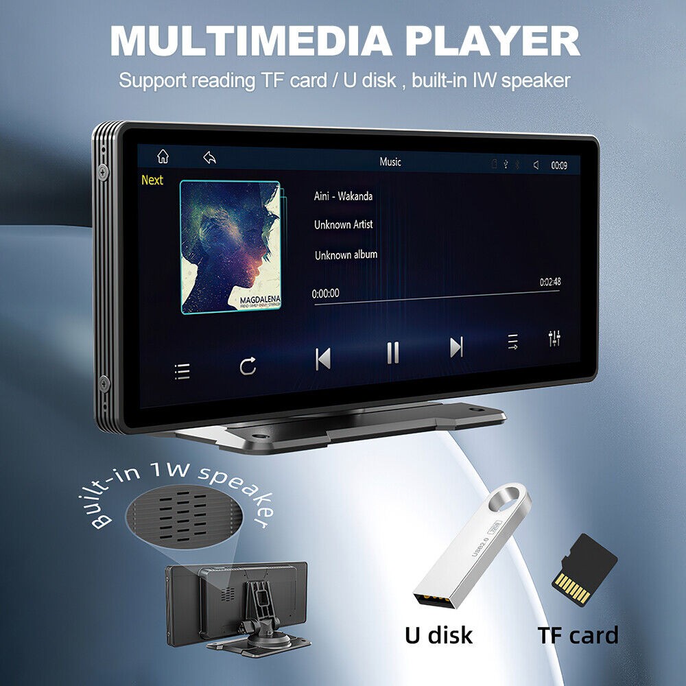 9" Portable Wireless Apple Carplay Android Car Stereo