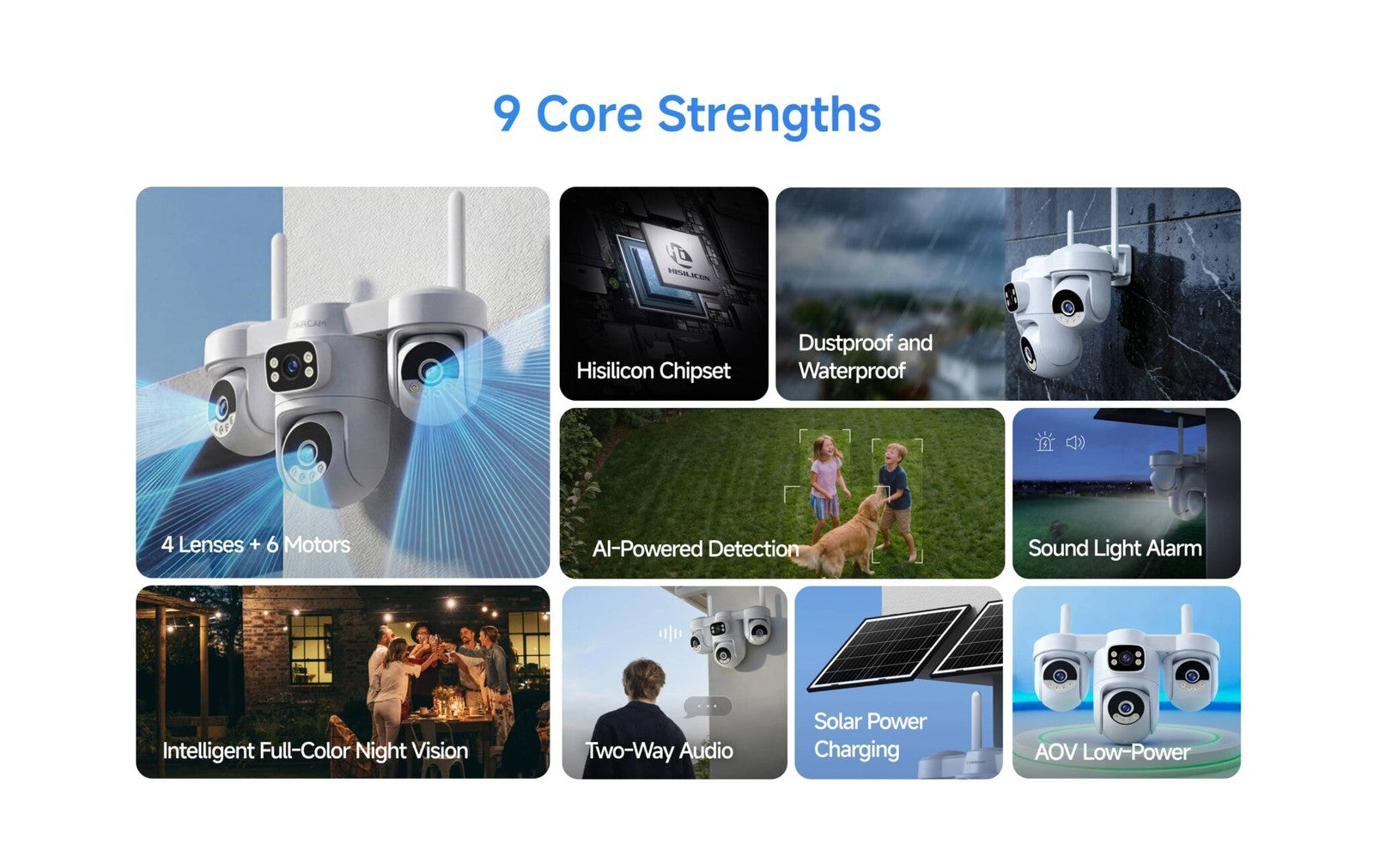 Vstarcam Solar 4G Security Camera 4-Lens Outdoor Full Color