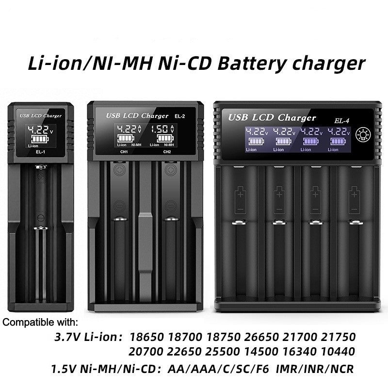 Battery Charger LCD Display Universal Smart For Li-Ion Ni-MH Ni-Cd 18650 26650