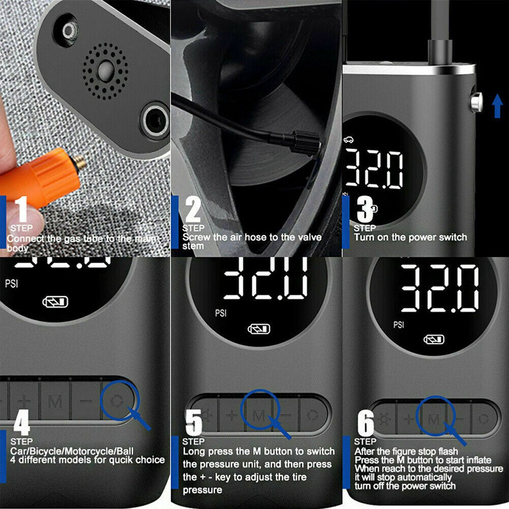 Portable Air Pump 150PSI Air Compressor Tire Inflator