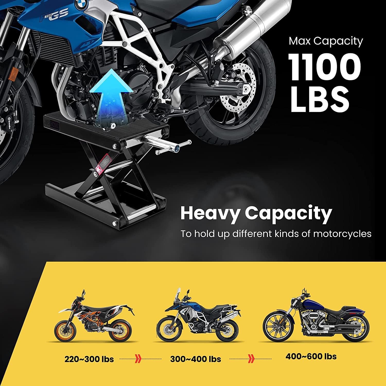 1100lb Motorcycle Scissor Lift Stand 500KG Motorbike Lift Working Bench ATV Jack