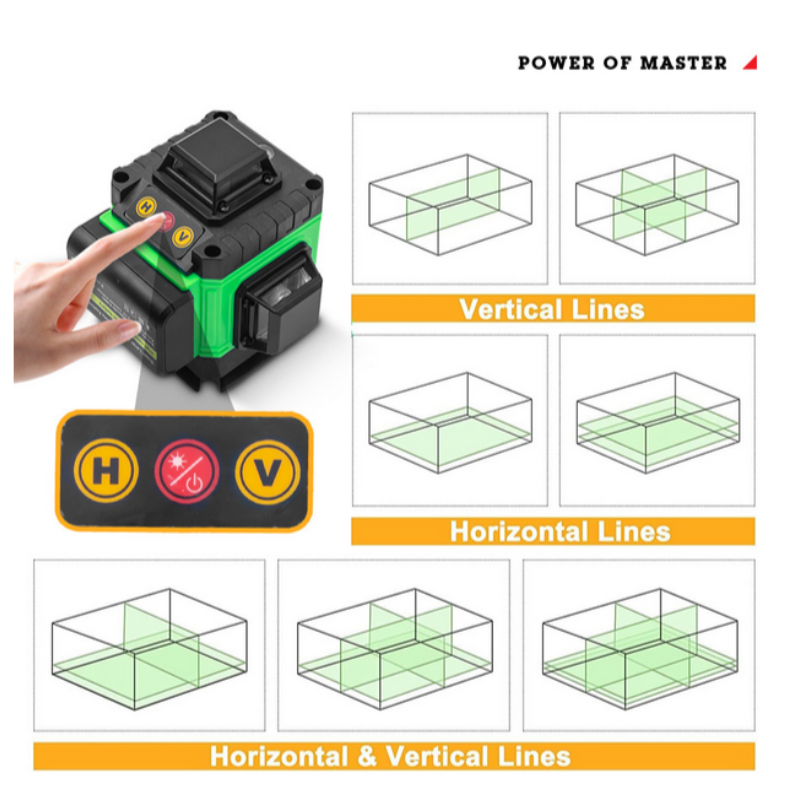 16 Line Green Laser Level Self Leveling 360 Horizontal Vertical Green Beam