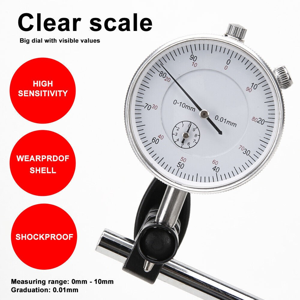 Dial Indicator Gauge Magnetic Base 0-10mm 60KG 22 Indicator Point Set