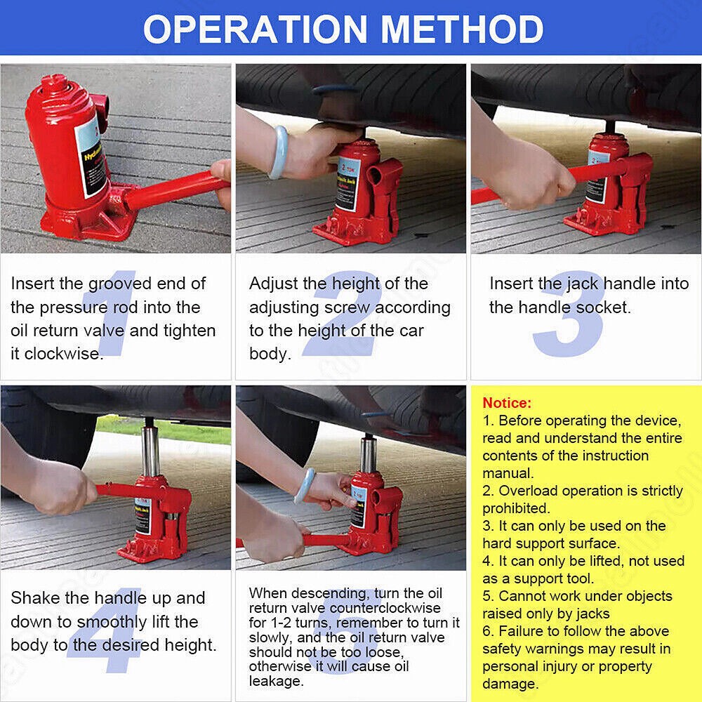 8Ton Hydraulic Bottle Jack Lift Car Lifting Tool Truck Caravan Tractors 4WD