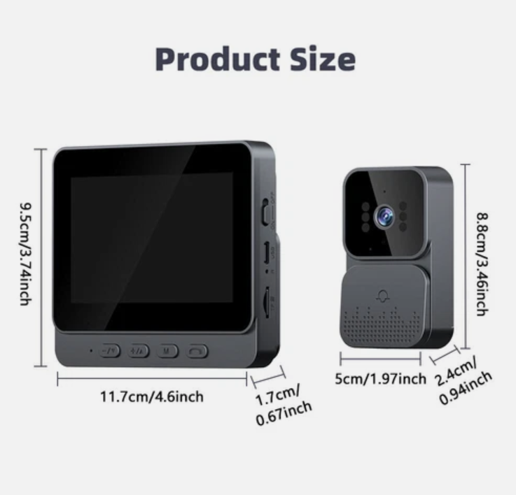 Wireless Video Door Bell WiFi Phone Intercom System with Monitor Doorbell  64GB