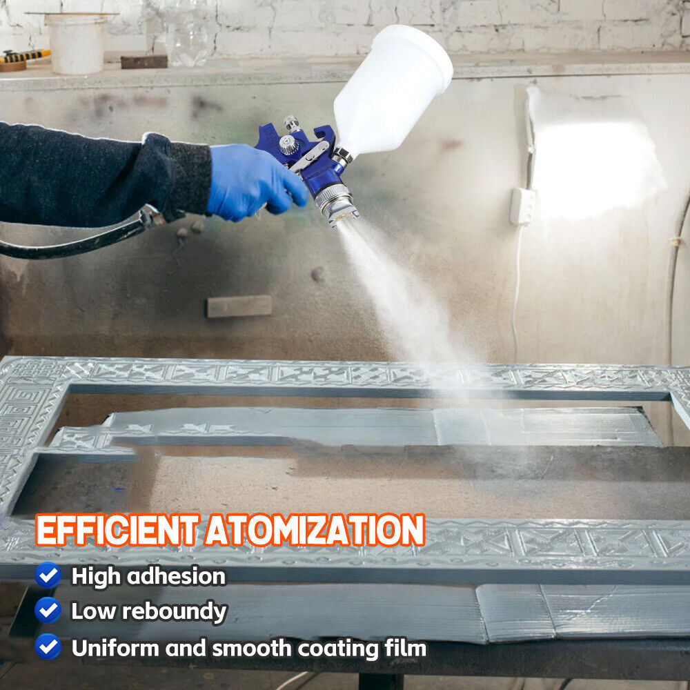 2Pcs HVLP Air Spray Gun Kit Pressure Paint Gravity Tool Blue Set