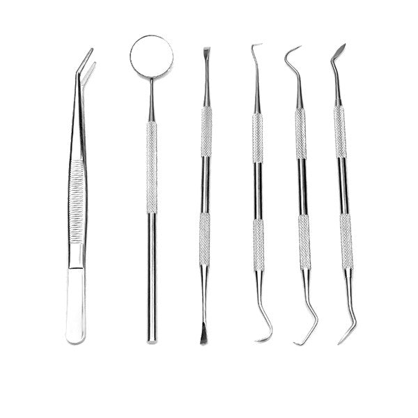 6PCS Dental Hygiene Tools Teeth Cleaning Kits Mirror Scraper Pick Scaler Tweezer