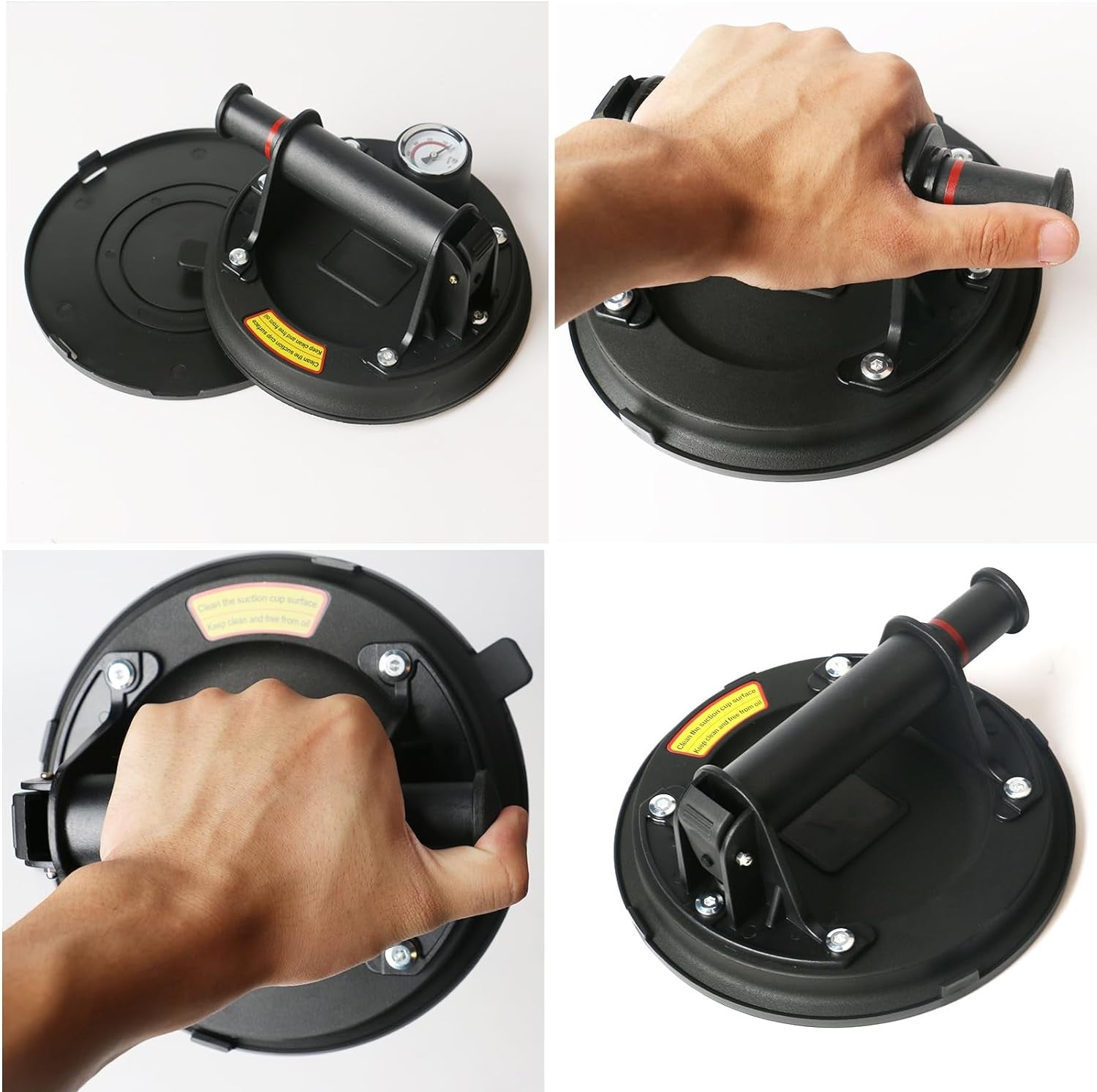 Heavy-Duty Vacuum Suction Cup with Pressure Gauge