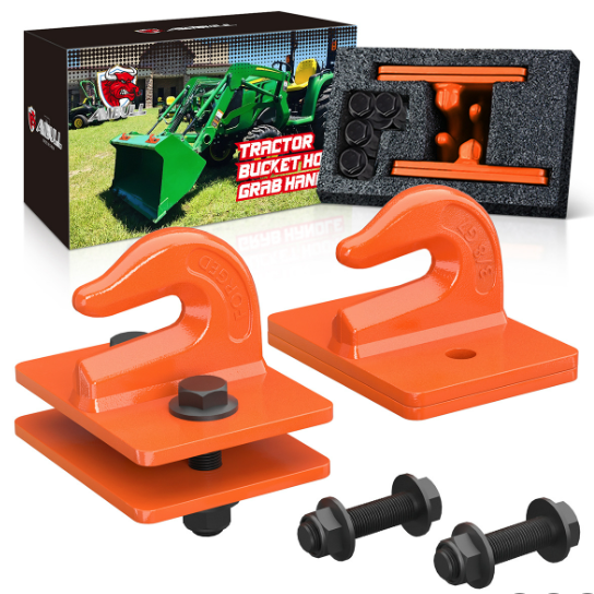 2 pcs 3/8" Tractor Bucket Grab Hook Grade 70 Forged Steel Bolt On Grab Hook