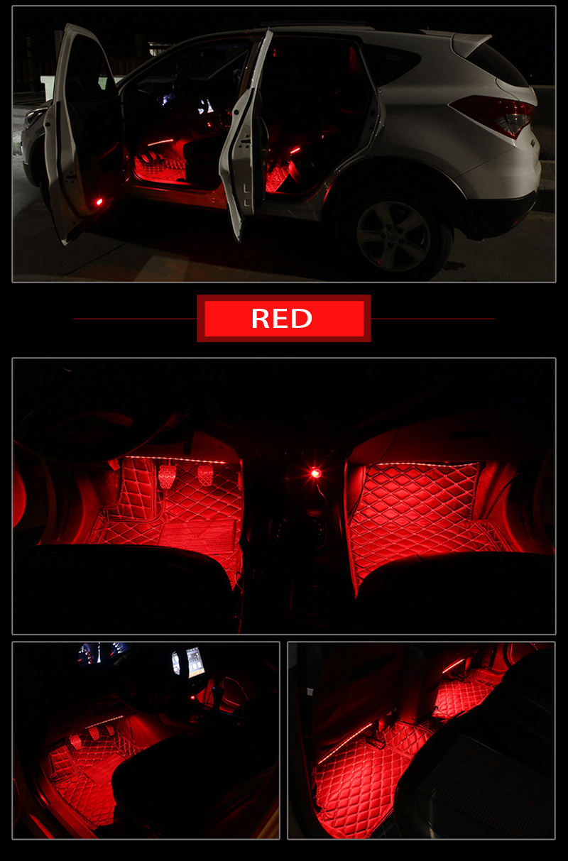LED Car Interior Light Kit Ambient Lighting Accessories USB 12V Strip Lights