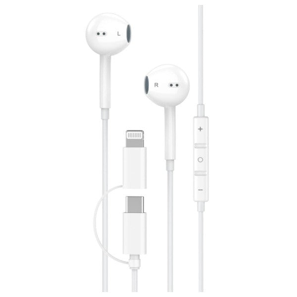 2-in-1 Wired Headphones - USB-C & Lightning, Compatible with iPhone