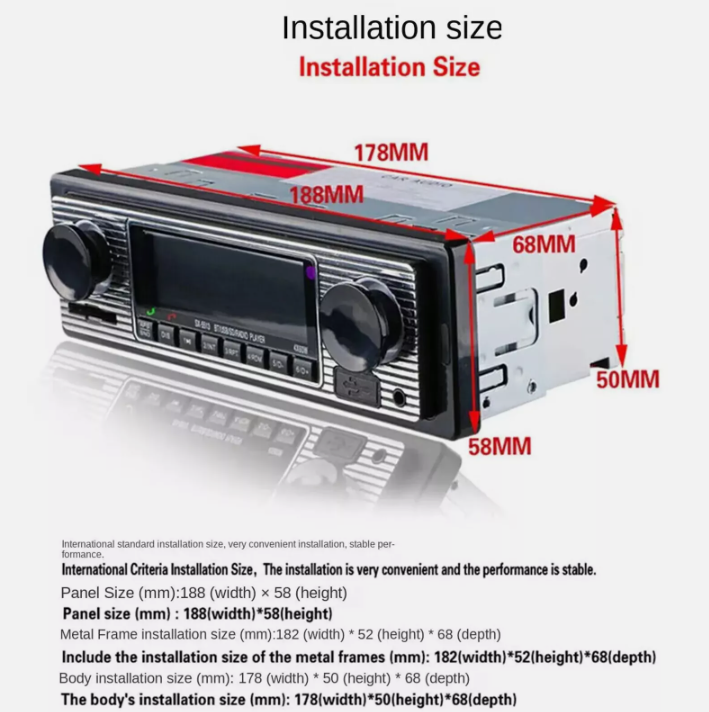 Bluetooth Radio Stereo Audio Head Unit Player Car In-dash MP3/USB/SD/AUX-IN/FM