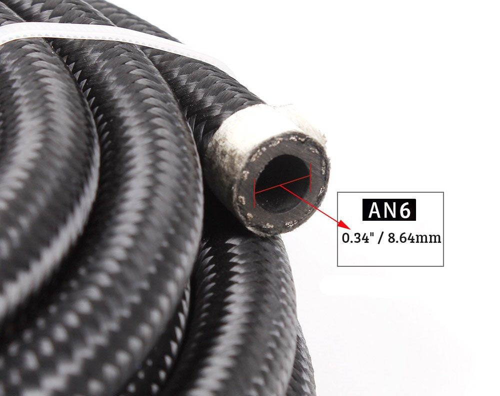5M AN6-6AN Nylon Steel Braided Oil Fuel Line W/ Fitting Hose End Adapter Kit
