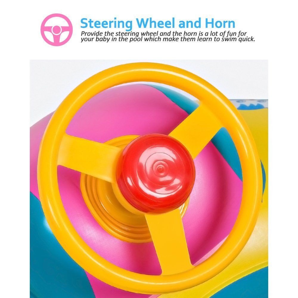 Baby Float Seat Boat Inflatable Ring Adjustable Sunshade Swim Pool Water Toys