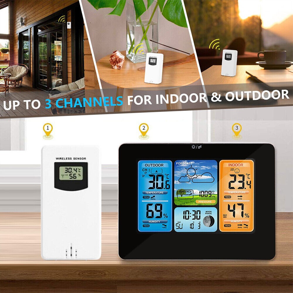 Wireless Digital LCD Weather Station Clock Calendar Thermometer