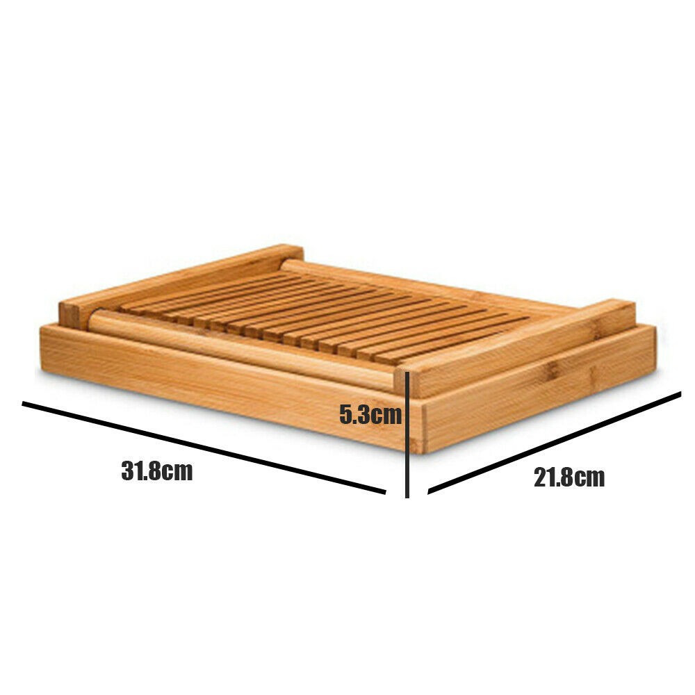 Natural Bamboo Bread Slicer Loaf Cutting Guide Board Adjustable & Foldable Tool