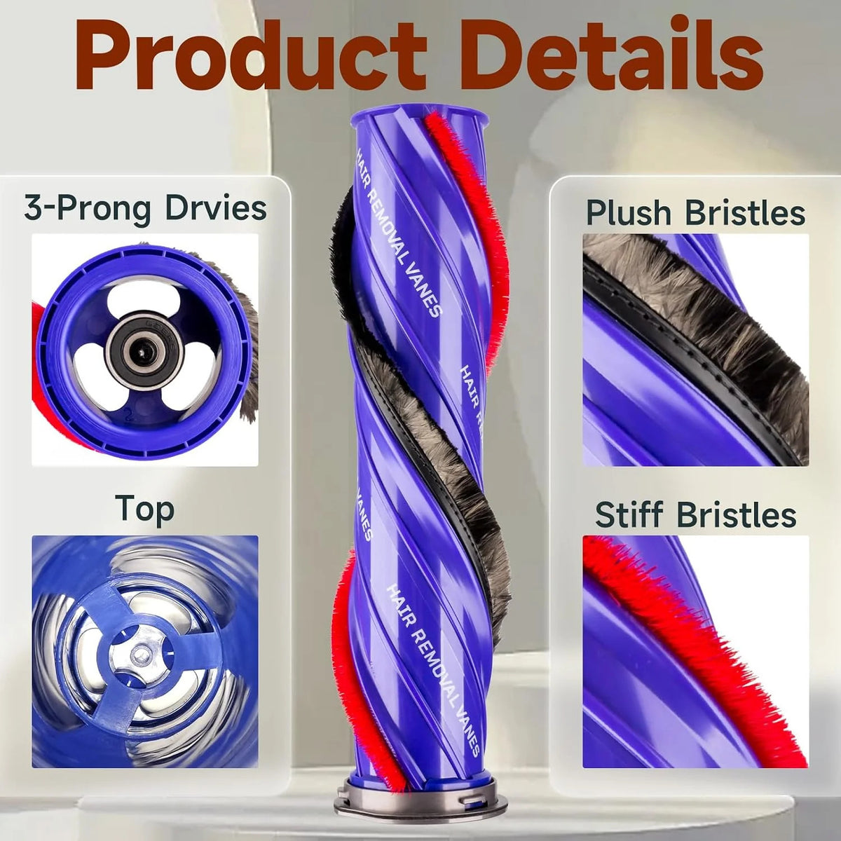 Replacement Anti Tangle Roller Brush For Dyson V10 SV12 SV27 Part Num 968266-02