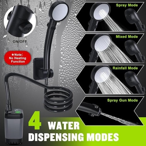 6000mAh Rechargeable Camping Shower with Shower Head