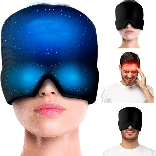 180° Migraine Relief Hat Ice Headache Wrap for Puffy Eyes