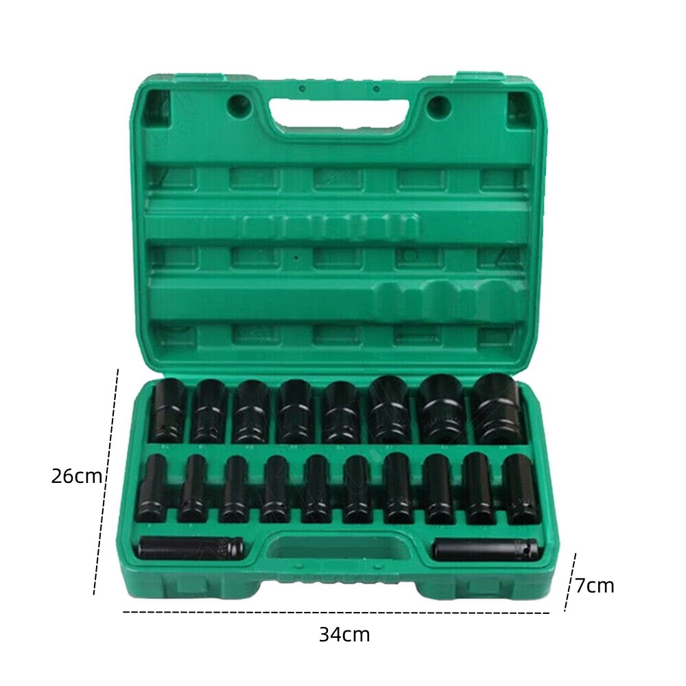 1/2" Socket Set CR-V Steel Metric Sockets Long 20PCS 8-32MM