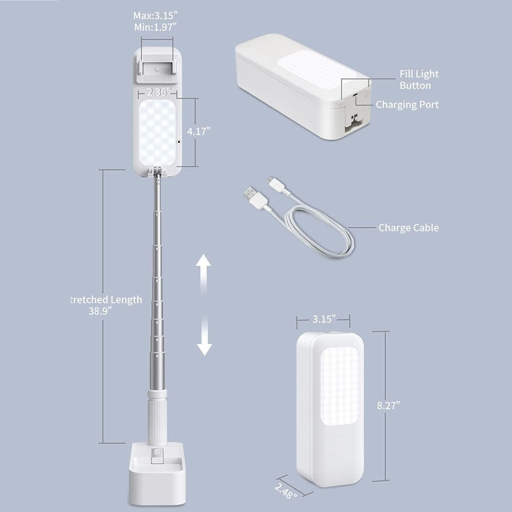 Extendable Selfie Stand 360° Rotation with Phone Holder Rechargeable Wireless