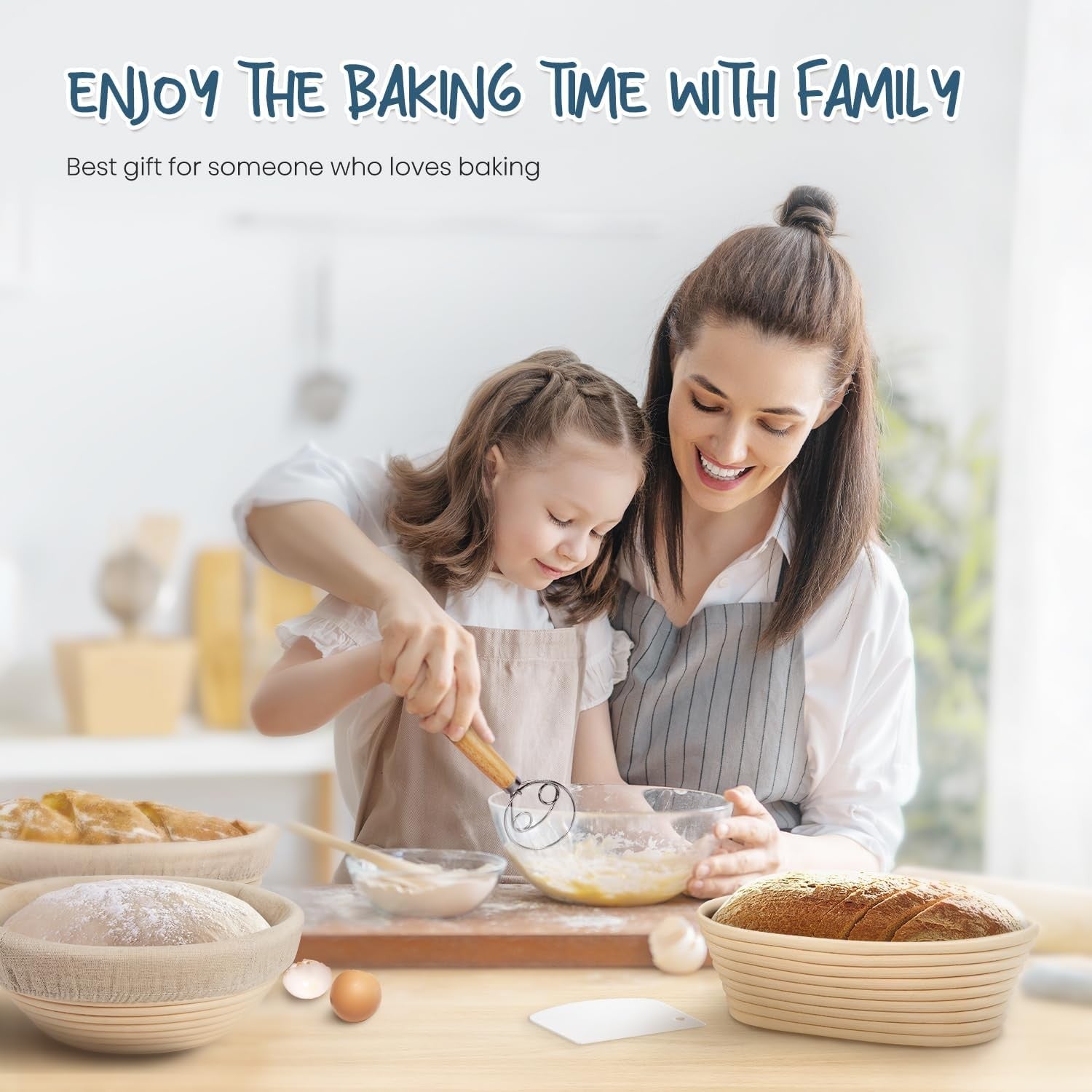 10 Inch Round Bread Banneton Proofing Basket Set