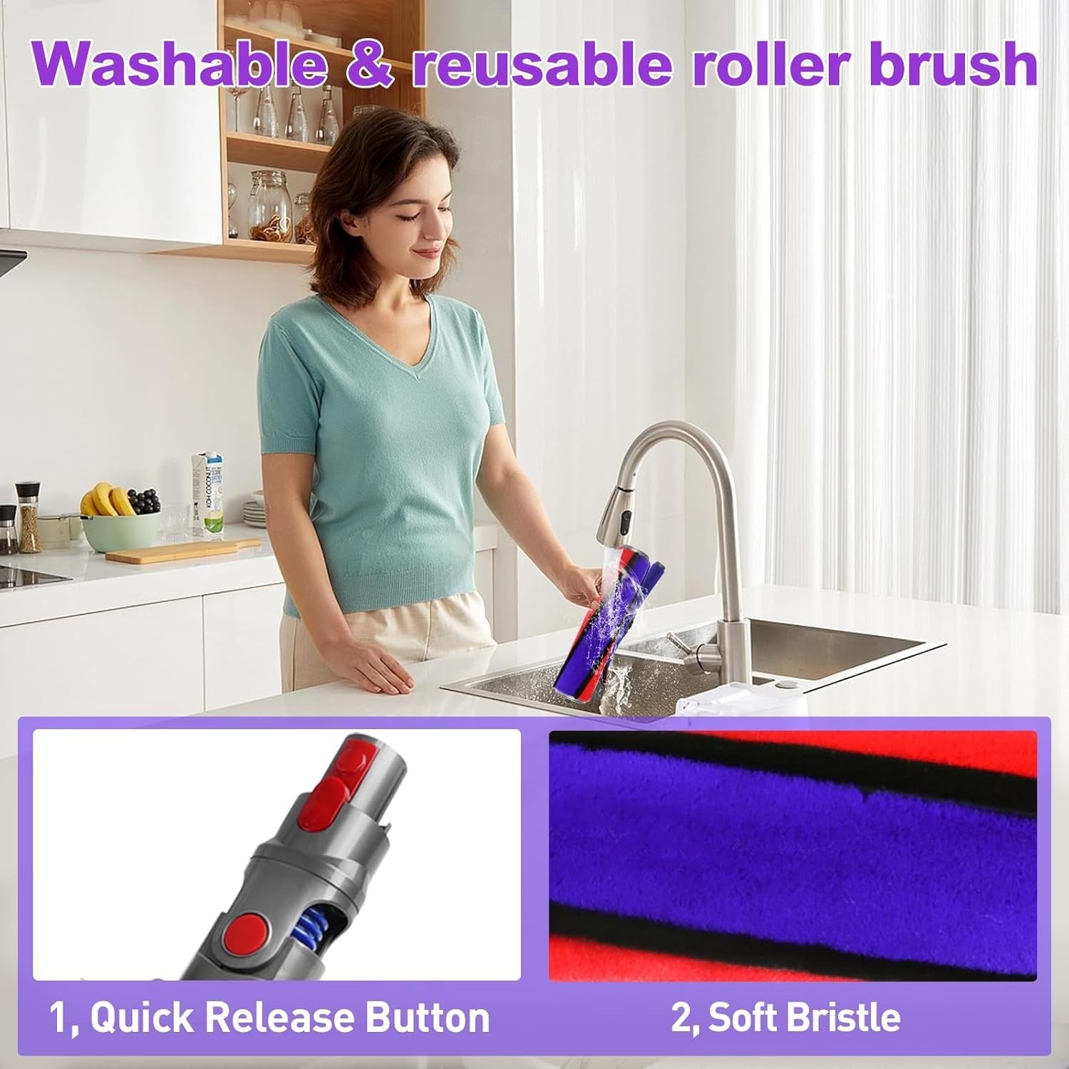 Soft Roller Cleaner Head Compatible with Dyson V10 V11 V15 V8 V7 Cordless Vacuum