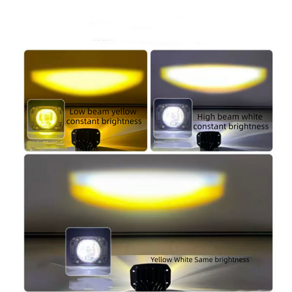 2PCS 9-30V Automotive DRL Light White and Yellow LED Fog Lens Spotlight