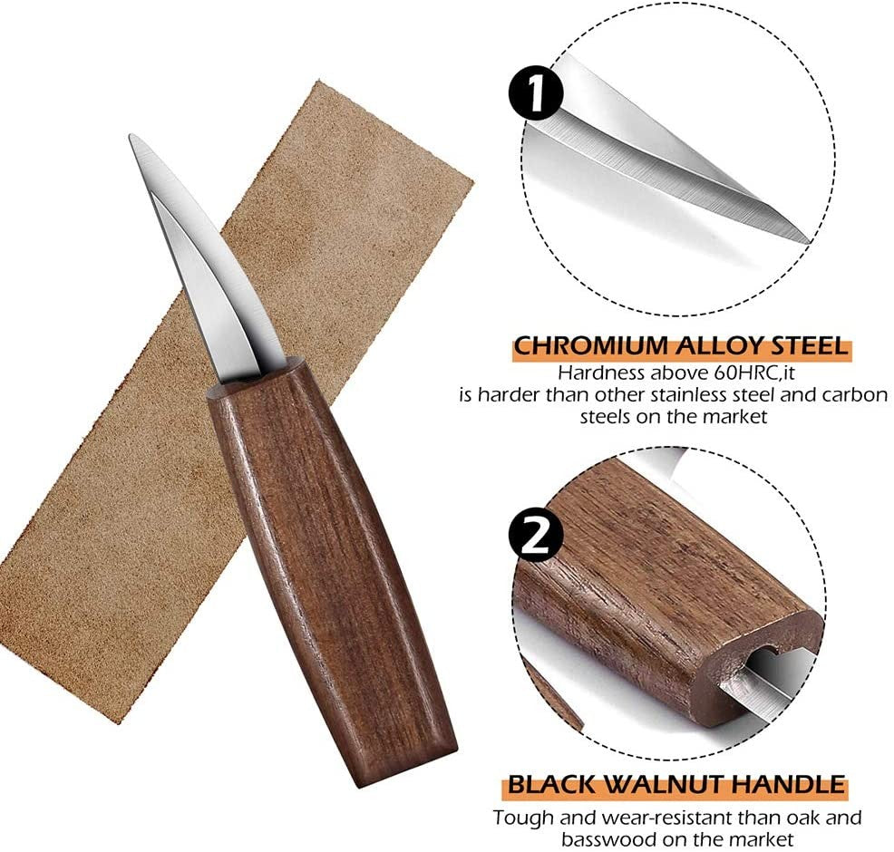 Wood Carving Tools Set 10 in 1 Wood Sculpture Tool Walnut Carving Knife Kit