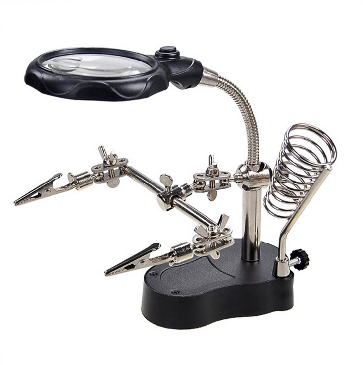 Third Hand Solder Soldering Iron Magnifier Stand Holder Station Helping Tool