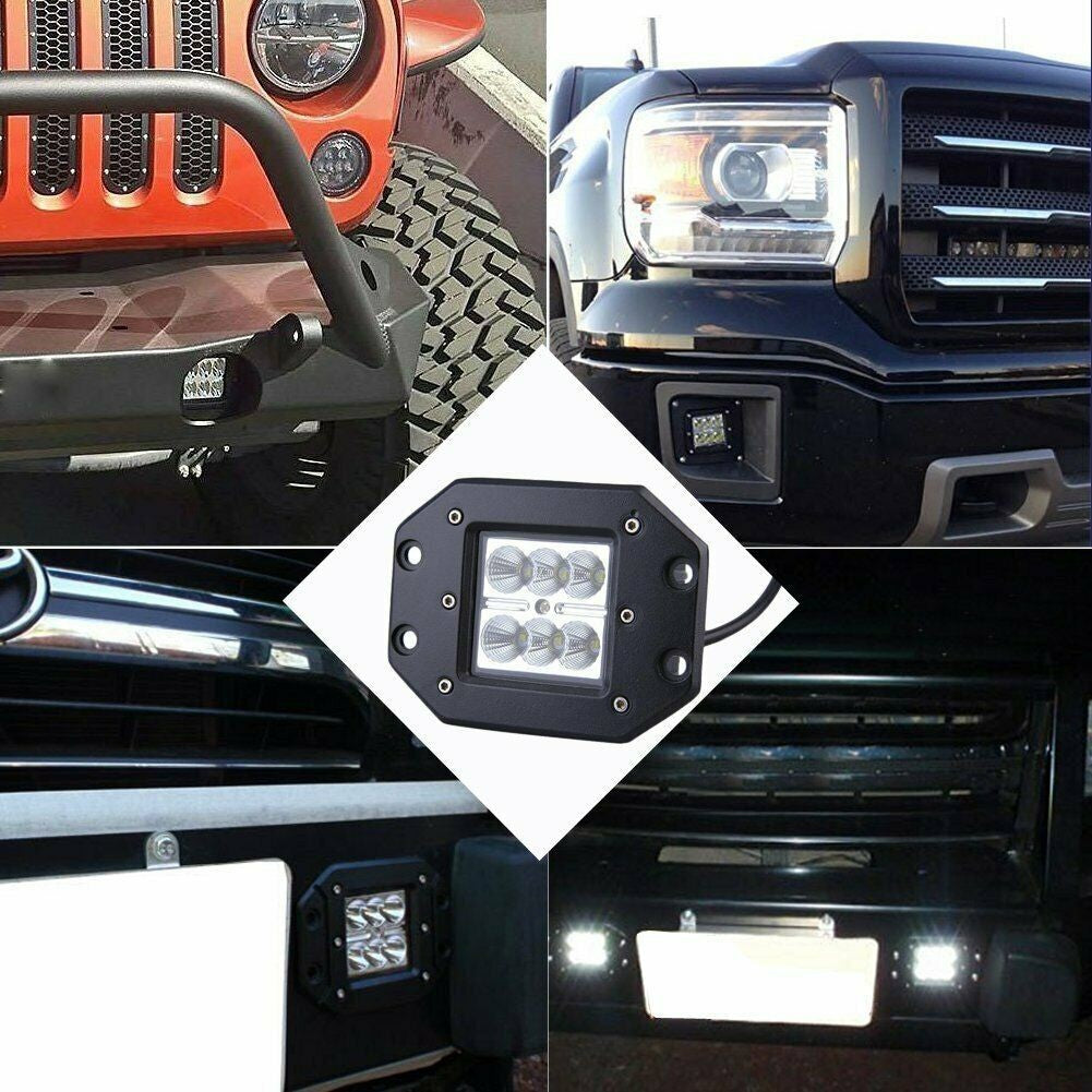 2 x 4inch Flush Mount LED Work Light Bar Flood 12V 24V Truck Reverse 5" Lamp