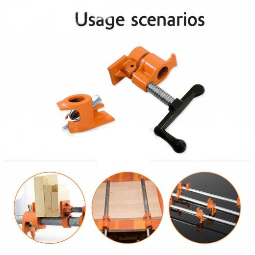 3/4" Gluing Pipe Clamp 4 Pcs Woodworking Vice Tools Wide Surface protect Pads