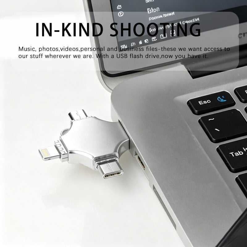 4-in-1 USB Flash Drive 64GB – Lightning, Type-C, Micro USB & USB 2.0