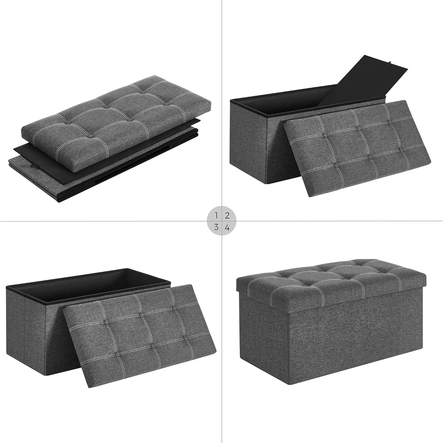 Folding Storage Ottoman Bench
