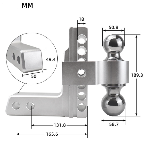 Adjustable Hitch Fits 2 Inch Trailer Receiver Tow Mount