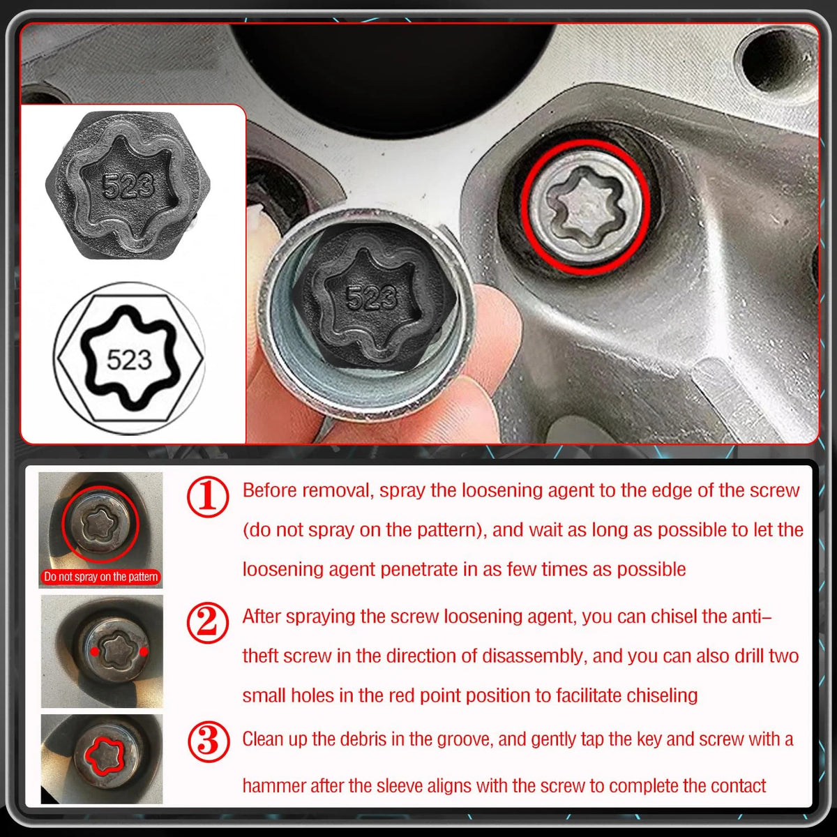 22Piece Wheel Lock Nut Wrench Set Compatible with Volkswagen