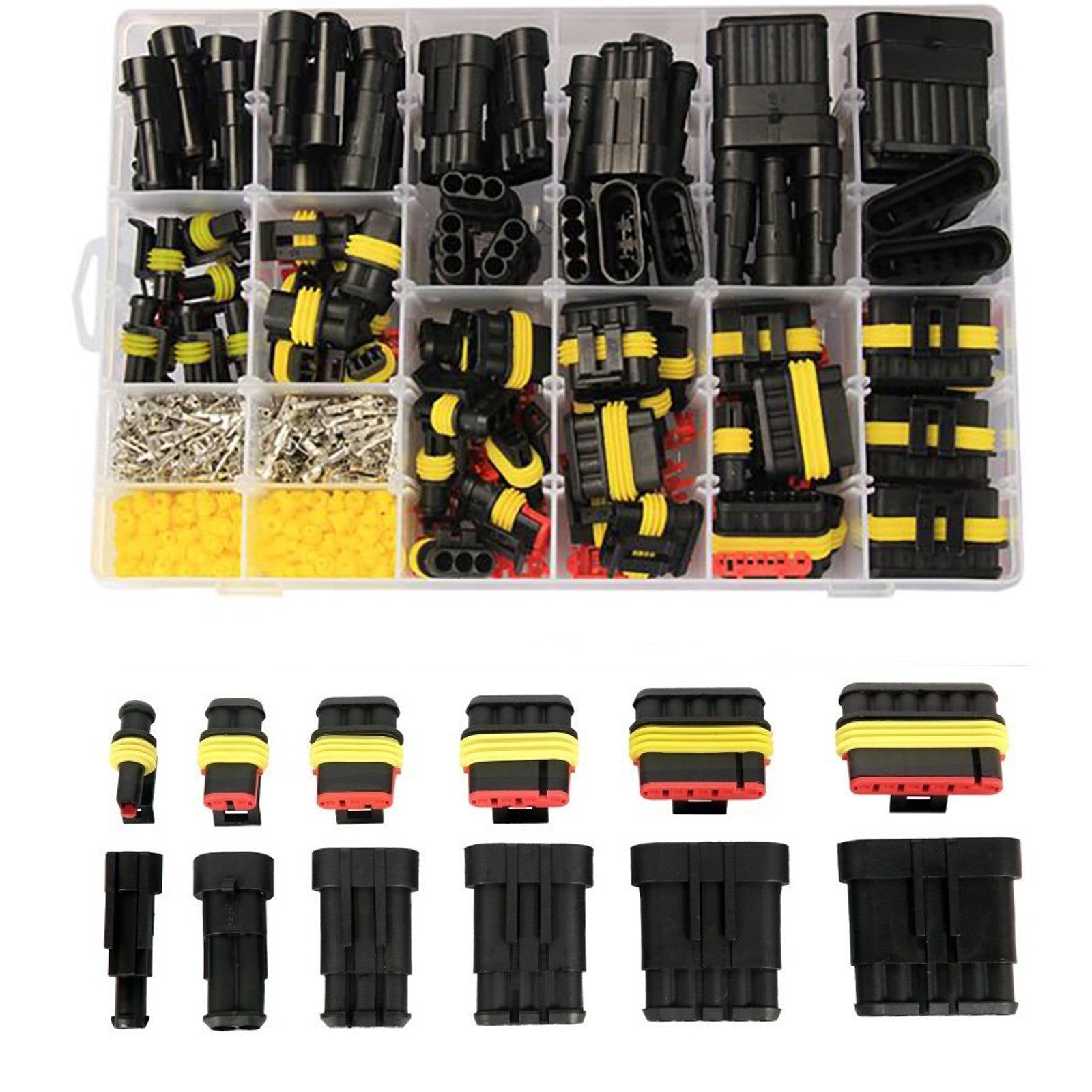 352pcs Waterproof Car Auto Electrical Wire Connector Plug 1-4 Pin Way Plug Kit