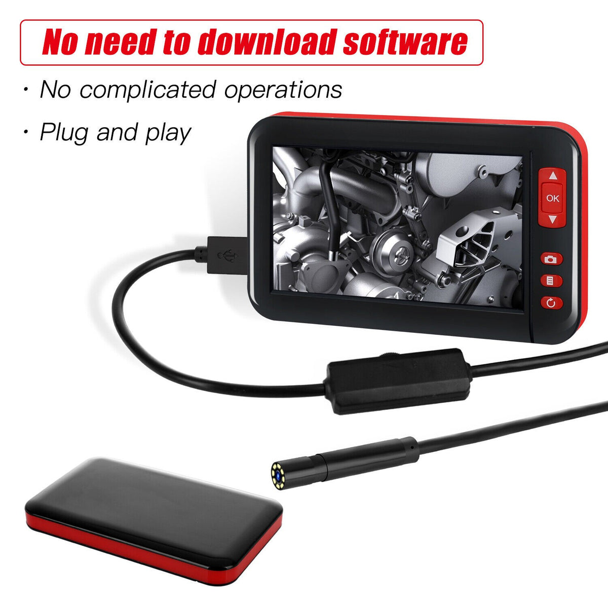 Industrial Endoscope Camera 1080P HD 4.3'' Borescope 2M 5M 10M Cable