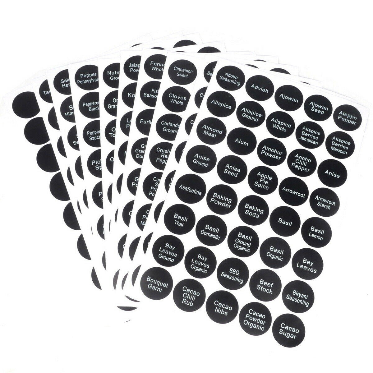 400PCS Printed Spice Jar and Pantry Label Set Chalkboard Round Stickers Labels