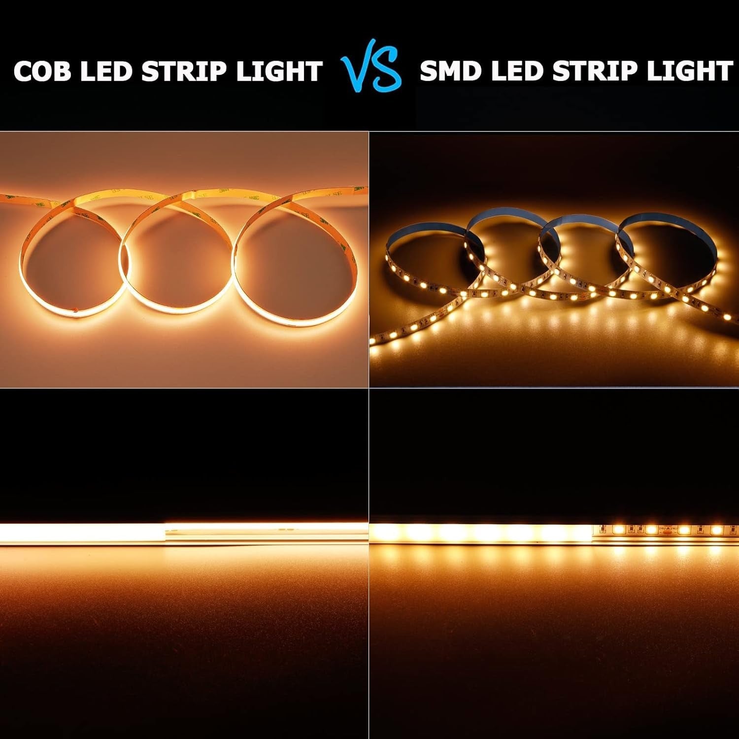 24V COB Warm White 10M LED Strip Light 3200LEDs 5500LM