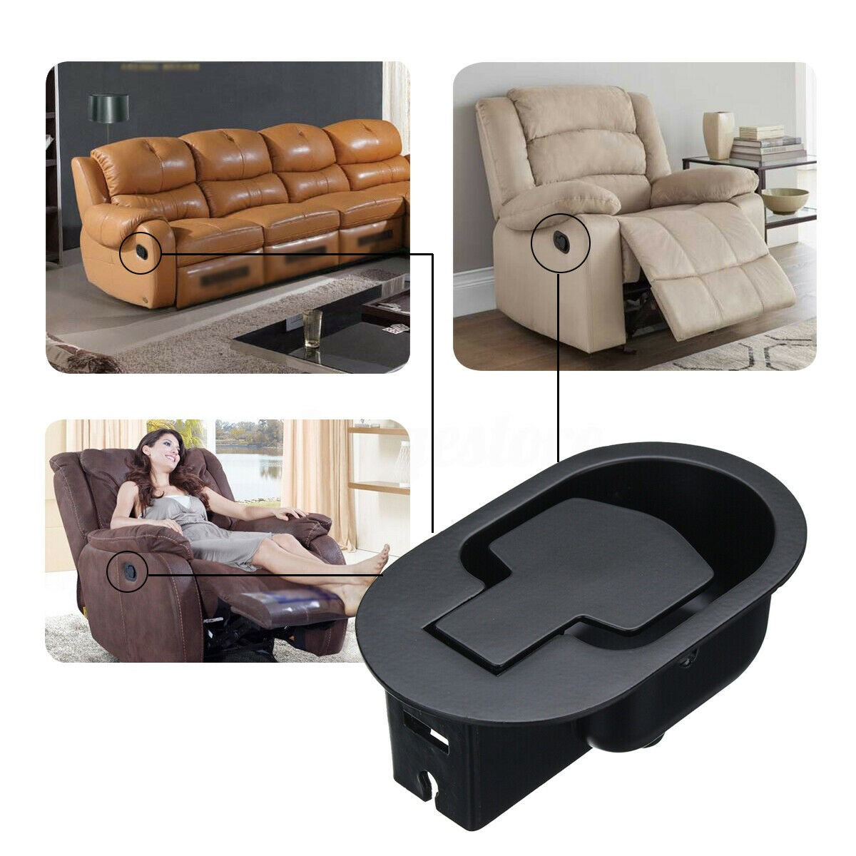 Metal Recliner Handle Lever Trigger Replacement Lounge Chair Sofa Release Cable