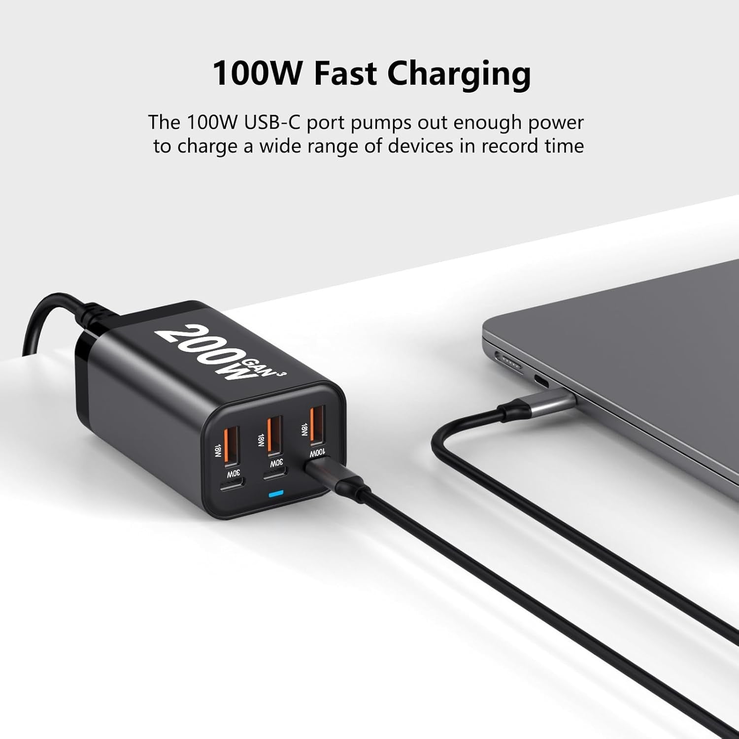 200W USB C GaN III Super Fast PD Wall Charger Charging Station
