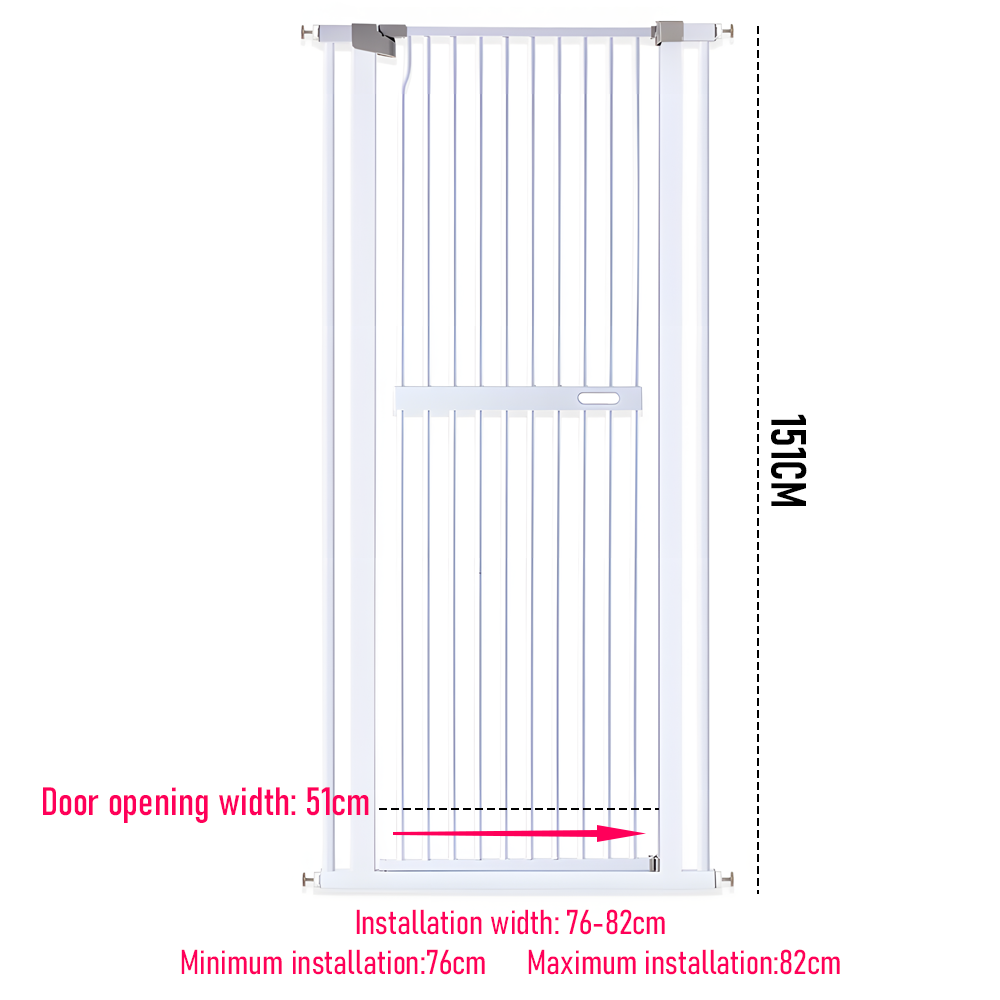 Extra Tall 150cm Pet Security Gate Safety Guard Adjustable Fit Width 76-82CM