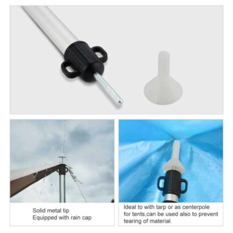 2PCS Kit Aluminum Camping Tarp Poles Telescoping Tent Pole Adjustable 90cm-230cm