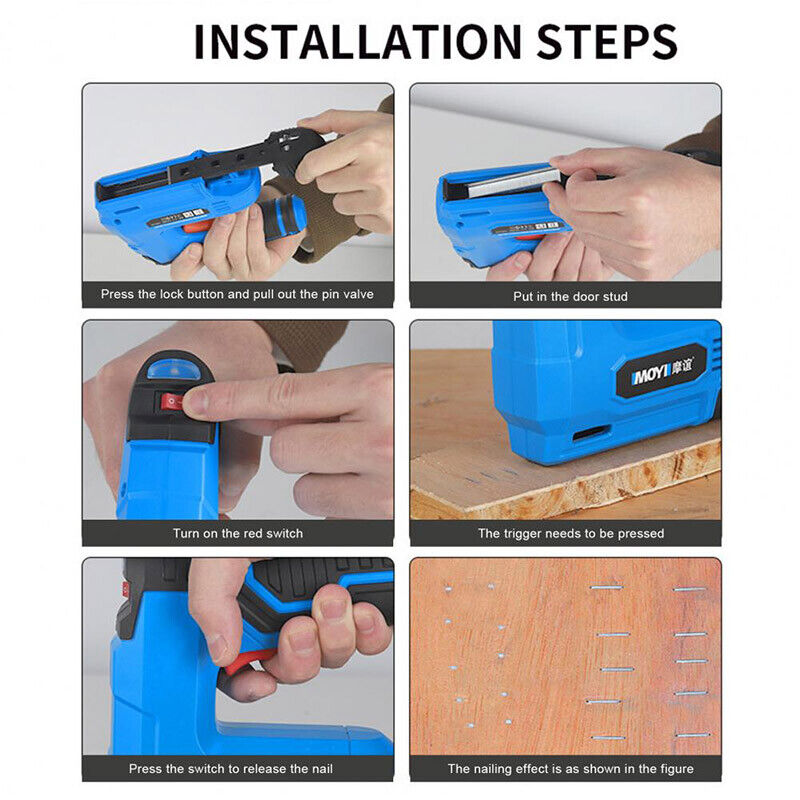 2 in 1 Rechargeable Cordless Electric Stapler Tacker Nail Gun Staples Nails