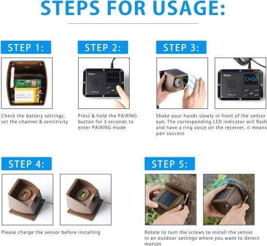 Solar Driveway Alarm Wireless Outdoor Motion Sensor