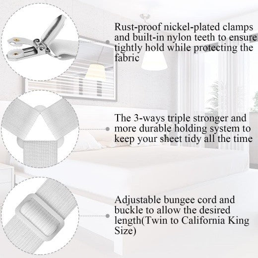 2 Pcs Adjustable Crisscross Bed Sheet Holder Straps for Bedsheets Fitted Sheets