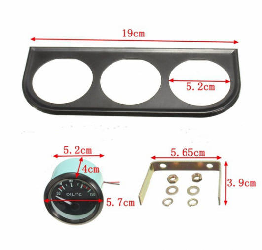 2'' 52mm Chrome Car Triple Gauge Set Kit