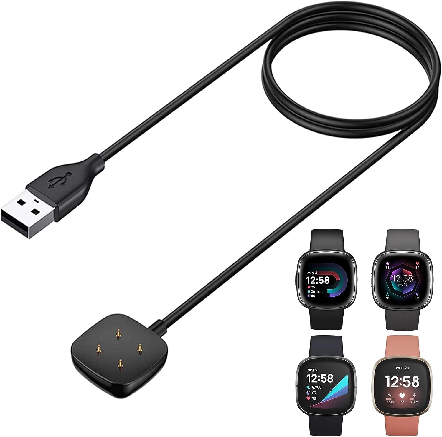 Fitbit Versa 3 / Versa 4 / Sense / Sense 2 Charger Cable 30cm
